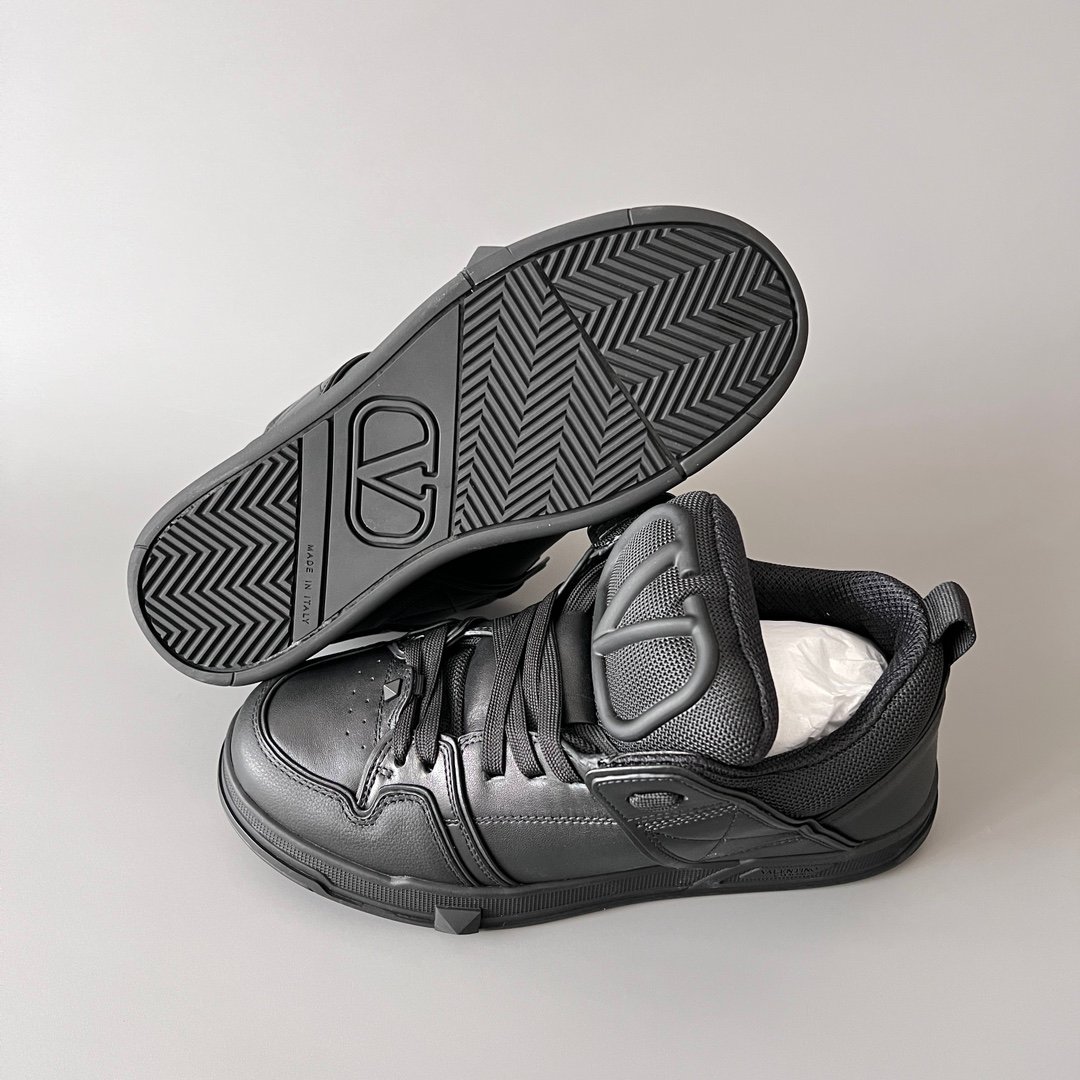 AuroraCustom Valentino Open Skate Low-Top Sneakers (Premium Unisex Triple Black Chunky Padded Skate Edition) - Image 6