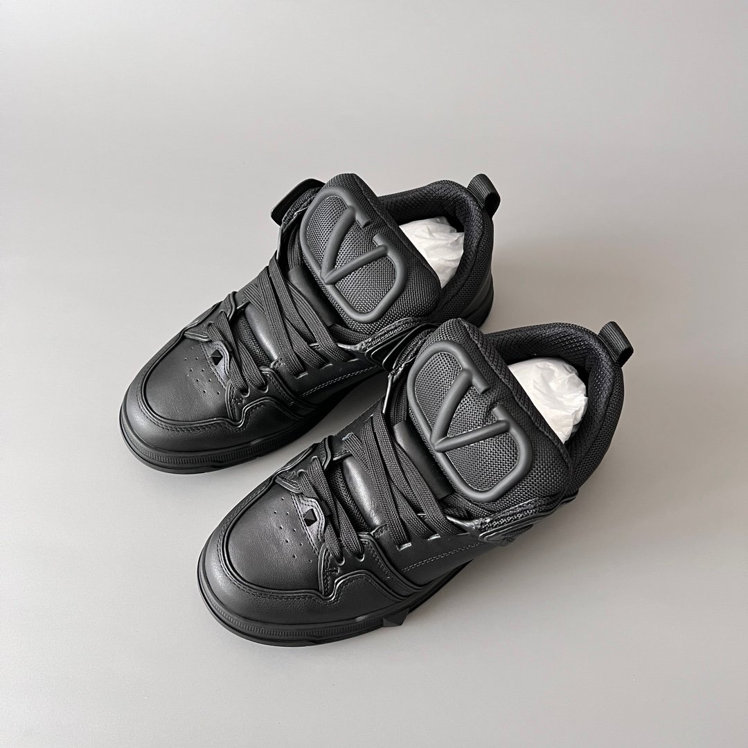 AuroraCustom Valentino Open Skate Low-Top Sneakers (Premium Unisex Triple Black Chunky Padded Skate Edition) - Image 8