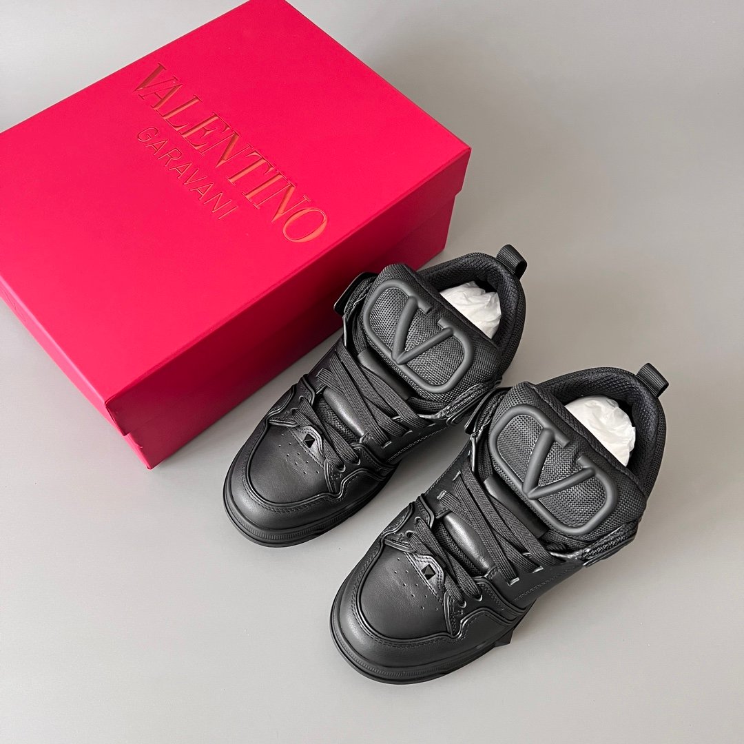 AuroraCustom Valentino Open Skate Low-Top Sneakers (Premium Unisex Triple Black Chunky Padded Skate Edition) - Image 9
