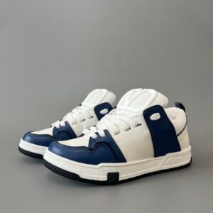 AuroraCustom Valentino Open Skate Low-Top Sneakers (Premium Unisex White & Royal Blue Chunky Padded Skate Edition)