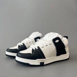 AuroraCustom Valentino Open Skate Low-Top Sneakers (Premium Unisex White & Textured Black Chunky Padded Skate Edition)
