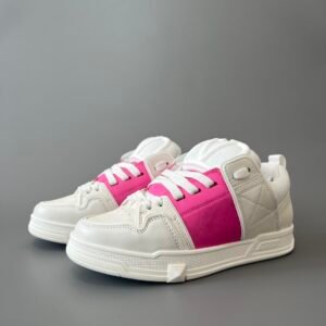 AuroraCustom Valentino Open Skate Low-Top Sneakers (Premium Unisex White & Hot Pink Chunky Padded Skate Edition)