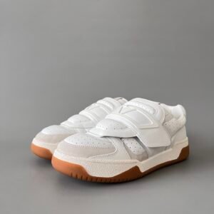 AuroraCustom Valentino GARAVANI Joie De Jouer Leather Round-Toe Hook-and-Loop Low-Top Sneakers (Premium Men's All-White Mixed-Leather Foam Outsole Edition)