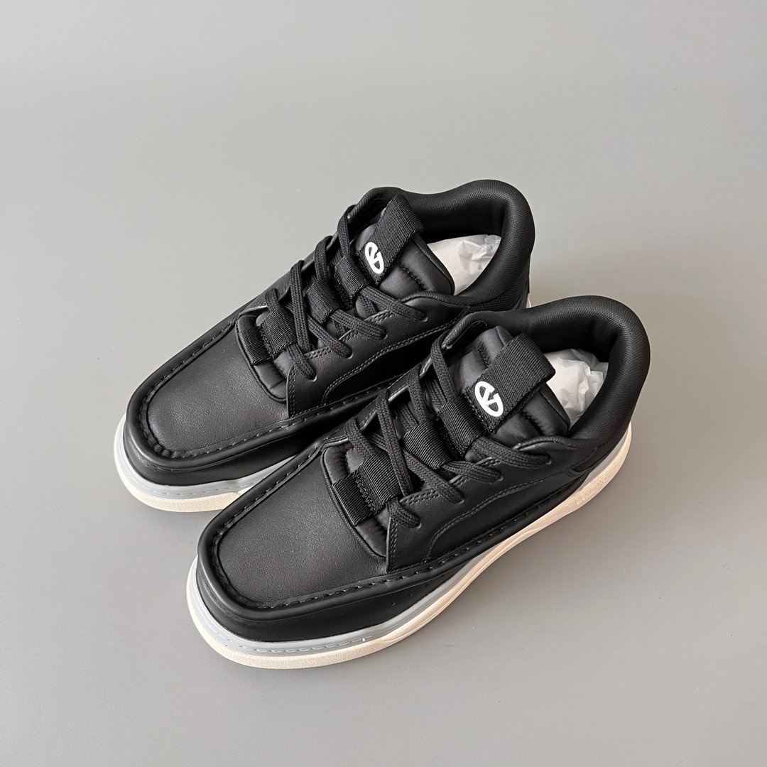AuroraCustom Valentino GARAVANI Mid-Top Round-Toe Lace-Up Casual Shoes (Premium Men's Matte Black Leather & Technical Mesh Mixed-Material Platform Edition) - Image 8