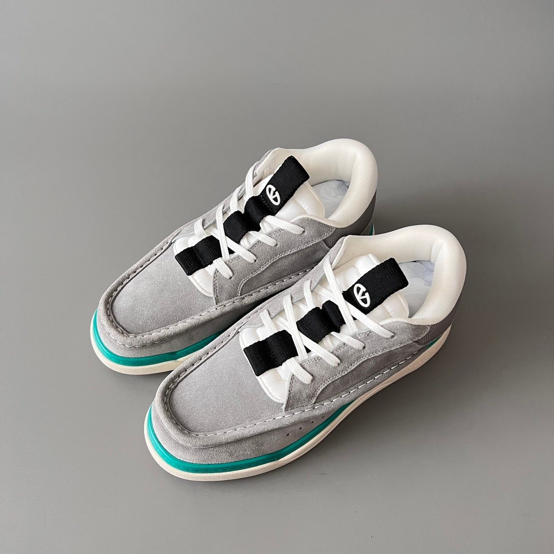 AuroraCustom Valentino GARAVANI Mid-Top Round-Toe Lace-Up Casual Shoes (Premium Men's Grey Suede & Technical Mesh Mixed-Material Platform Edition) - Image 8
