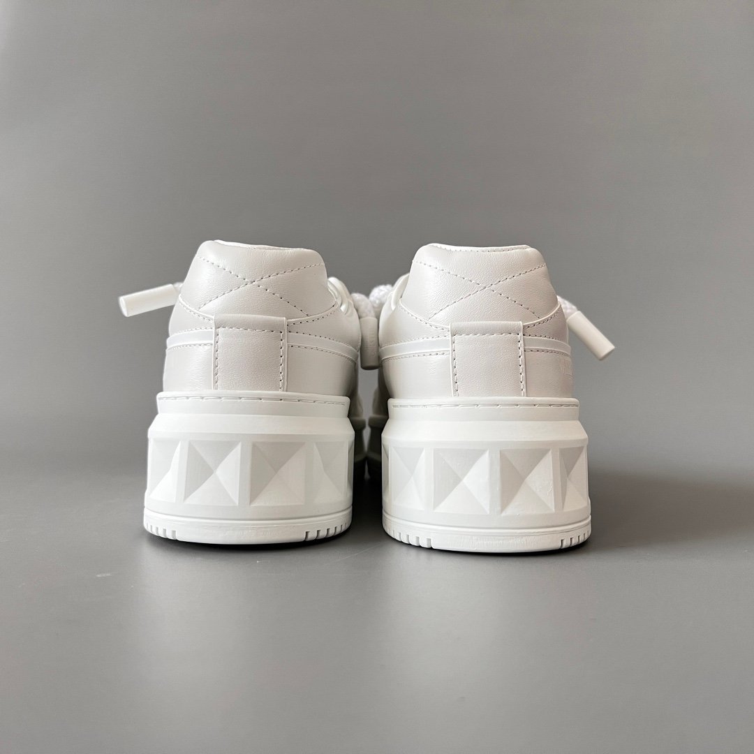 AuroraCustom Valentino GARAVANI Round-Toe Lace-Up Low-Top Sneakers (Premium Unisex All-White Full Leather Platform Court Edition) - Image 5