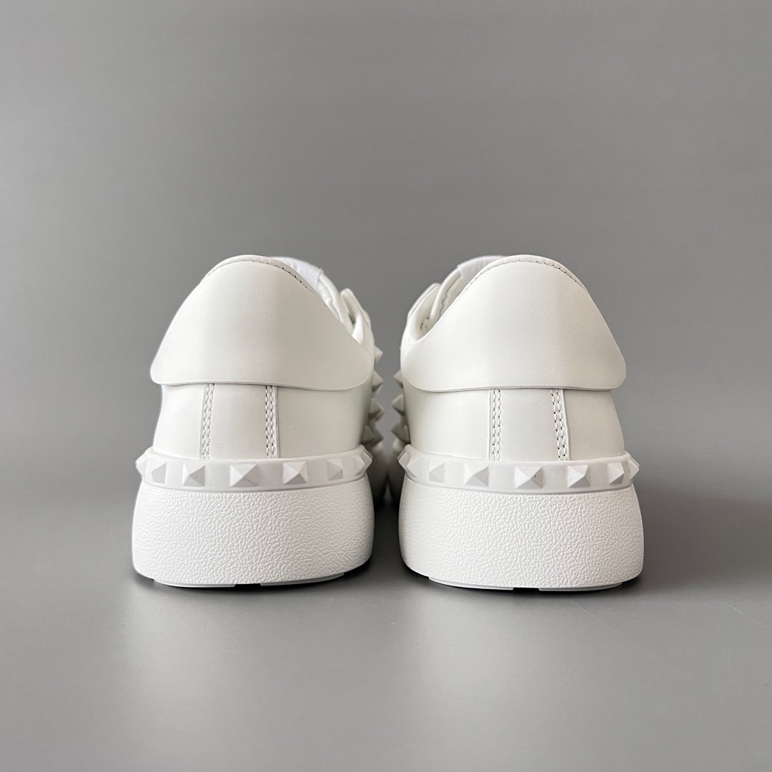 AuroraCustom Valentino Rockstud Untitled Lace-Up Round-Toe Casual Sneakers (Premium Unisex Wabi-Sabi Aesthetic White Leather White Studded Court Edition) - Image 5