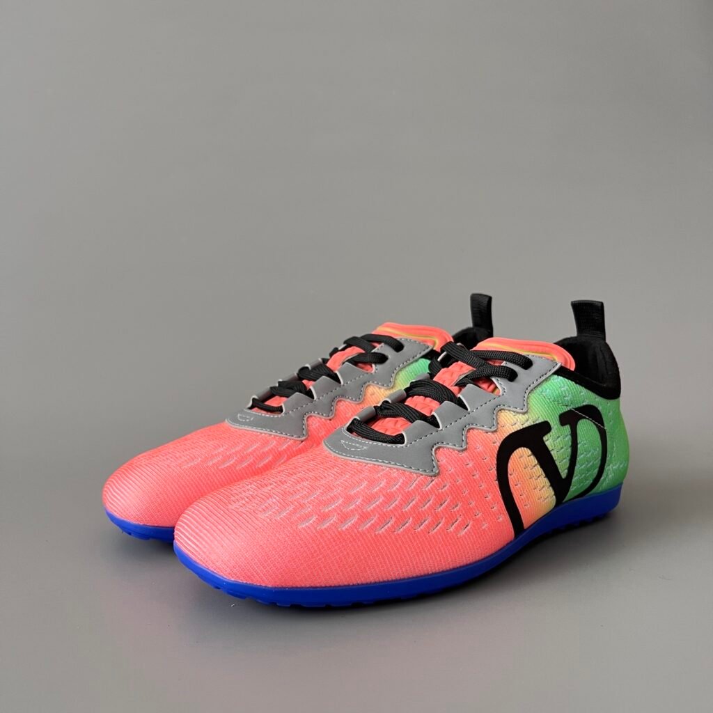 AuroraCustom Valentino Chromathon Woven Mesh Round-Toe Lace-Up Low-Top Casual Sneakers (Premium Women's High-Density Technical Fabric Coral Pink Gradient Utility Trainer Edition)