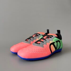 AuroraCustom Valentino Chromathon Woven Mesh Round-Toe Lace-Up Low-Top Casual Sneakers (Premium Women's High-Density Technical Fabric Coral Pink Gradient Utility Trainer Edition)