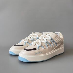 AuroraCustom BALMAIN B-Court Logo Embroidered Low-Top Platform Board Shoes (Premium Men's Calfskin & Suede Dual-Tone TPU Outsole Utility Edition)
