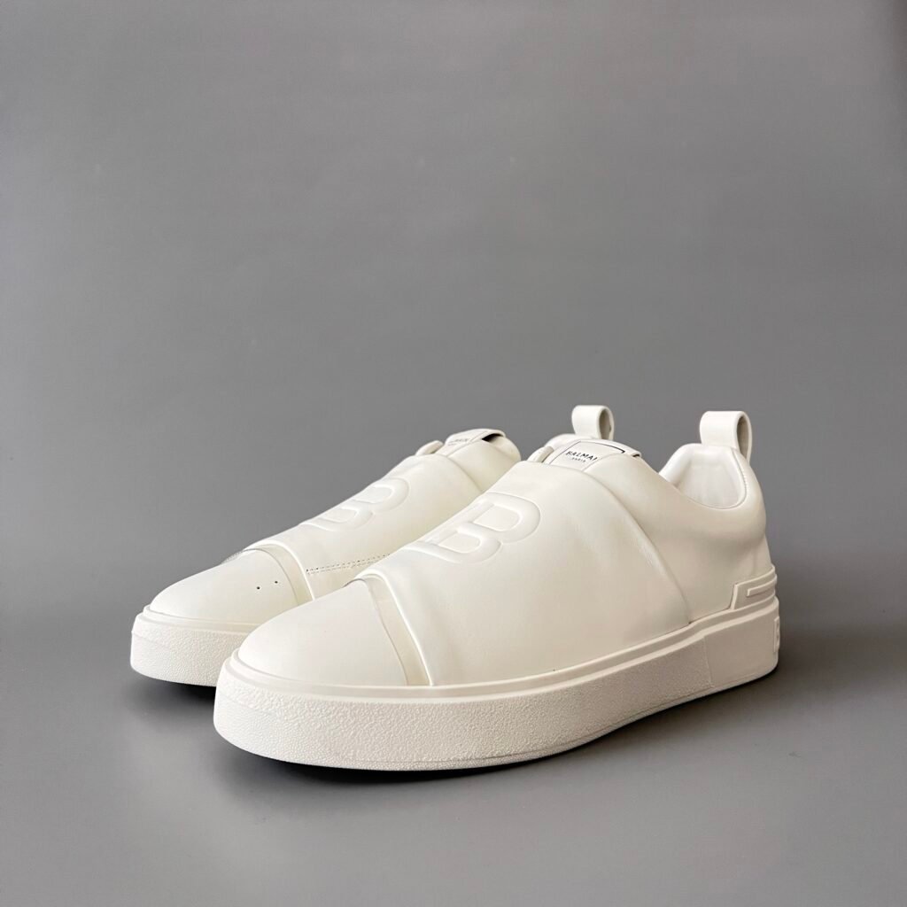 AuroraCustom BALMAIN Low-Top Lace-Up Board Shoes (Premium Men's Multi-Panel Smooth Calfskin Solid Monochromatic TPU Outsole Luxury Edition)