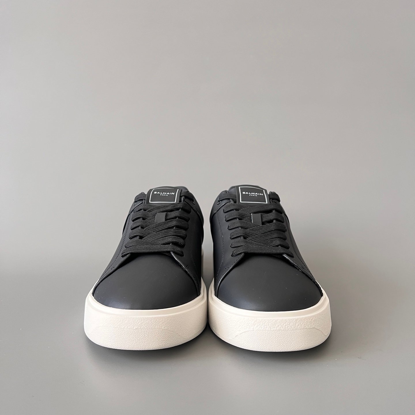 AuroraCustom BALMAIN B-Court Low-Top Platform Board Shoes (Premium Men's Minimalist Black Calfskin Solid Off-White TPU Outsole Luxury Edition) - Image 2