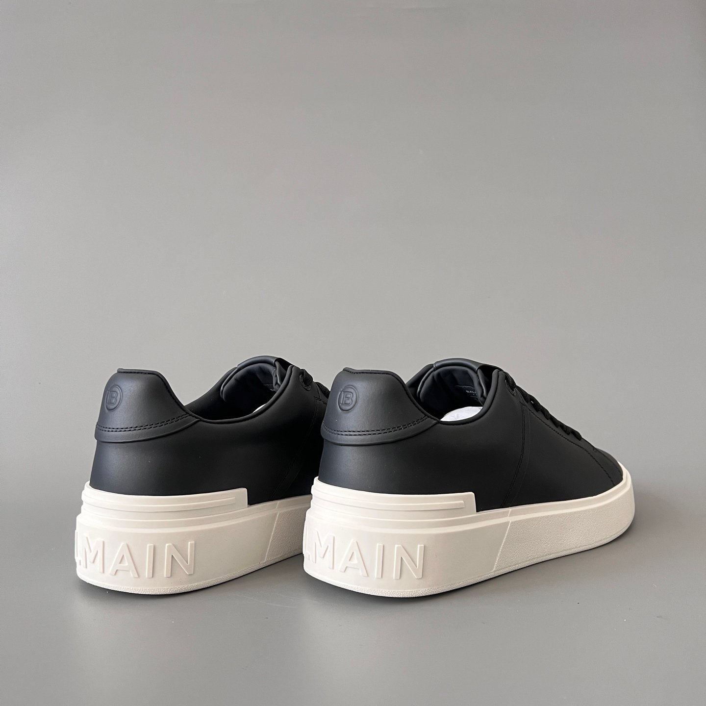 AuroraCustom BALMAIN B-Court Low-Top Platform Board Shoes (Premium Men's Minimalist Black Calfskin Solid Off-White TPU Outsole Luxury Edition) - Image 4