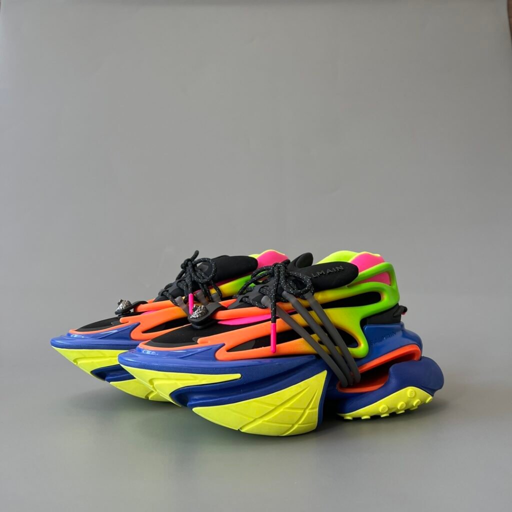 AuroraCustom BALMAIN Unicorn Multicolor Low-Top Platform Sneakers (Premium Men's Injection-Molded Exo-Chassis Layered Foam Hollow Outsole Luxury Edition)