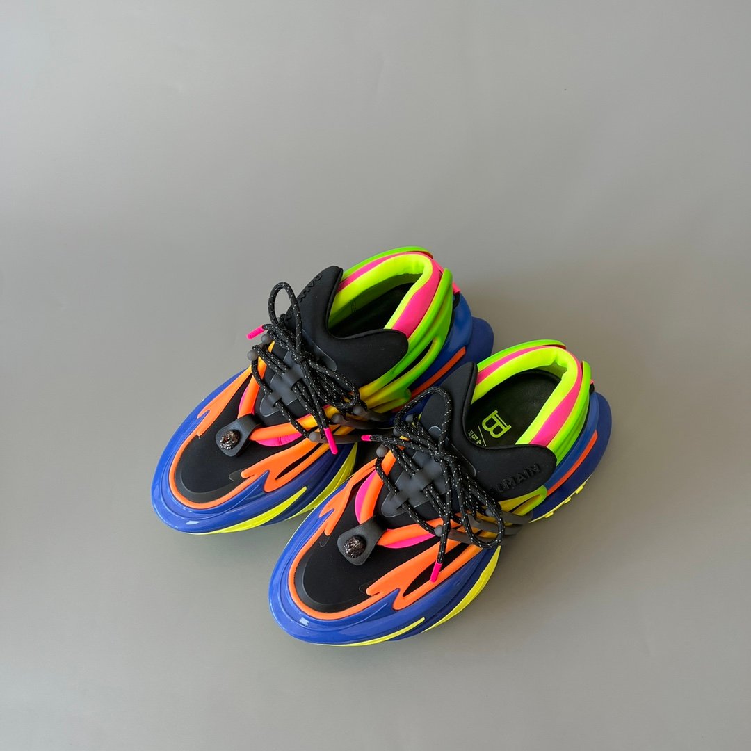 AuroraCustom BALMAIN Unicorn Multicolor Low-Top Platform Sneakers (Premium Men's Injection-Molded Exo-Chassis Layered Foam Hollow Outsole Luxury Edition) - Image 8