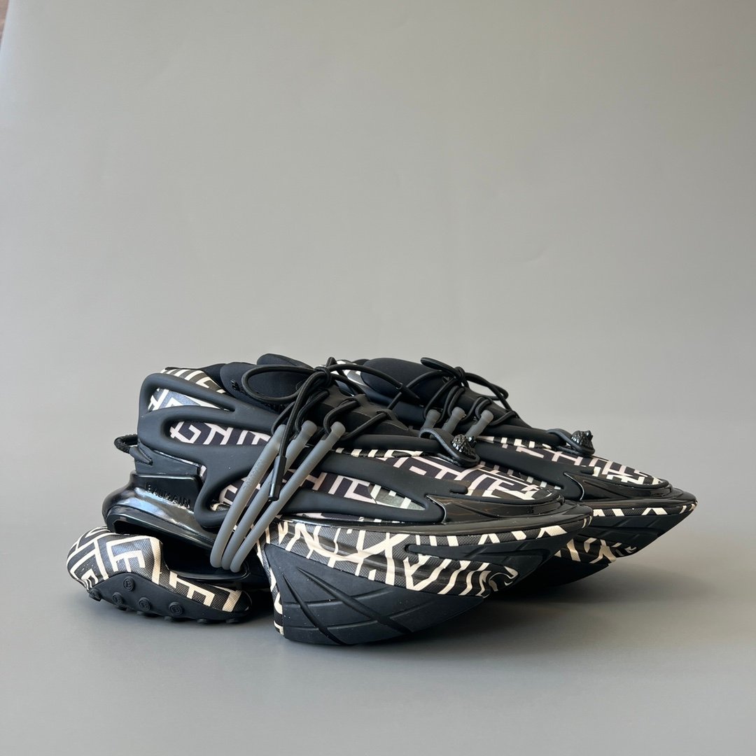 AuroraCustom BALMAIN Unicorn Monogram Low-Top Platform Sneakers (Premium Men's Injection-Molded Exo-Chassis Layered Foam Hollow Outsole Luxury Edition) - Image 3
