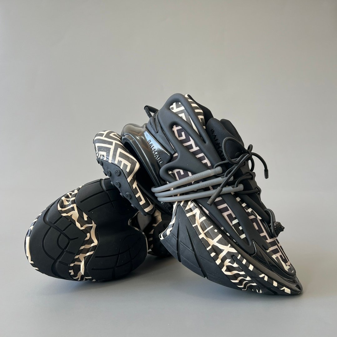 AuroraCustom BALMAIN Unicorn Monogram Low-Top Platform Sneakers (Premium Men's Injection-Molded Exo-Chassis Layered Foam Hollow Outsole Luxury Edition) - Image 7