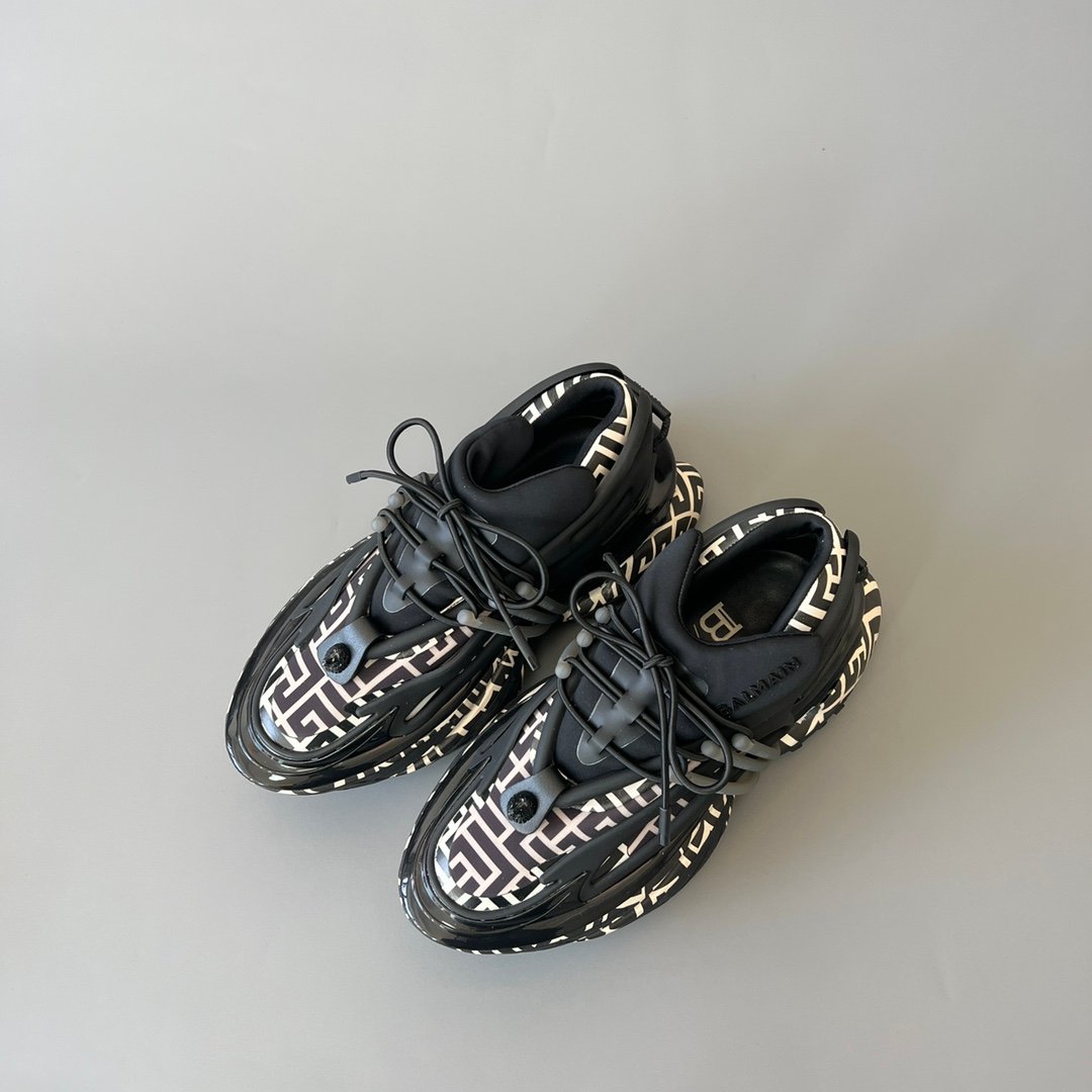 AuroraCustom BALMAIN Unicorn Monogram Low-Top Platform Sneakers (Premium Men's Injection-Molded Exo-Chassis Layered Foam Hollow Outsole Luxury Edition) - Image 8