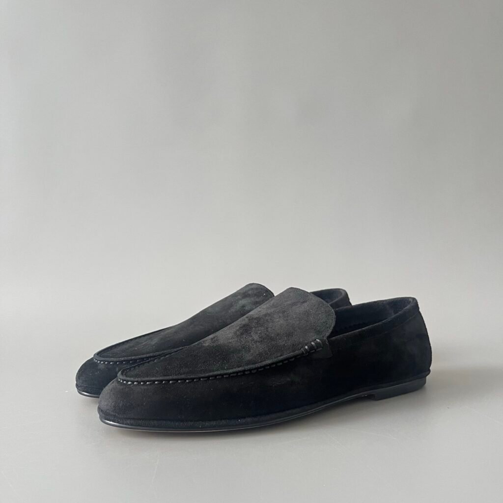 AuroraCustom LORO PIANA Summer Anton Walk Slip-On Loafers (Men's Black Suede Leather Sole Edition)