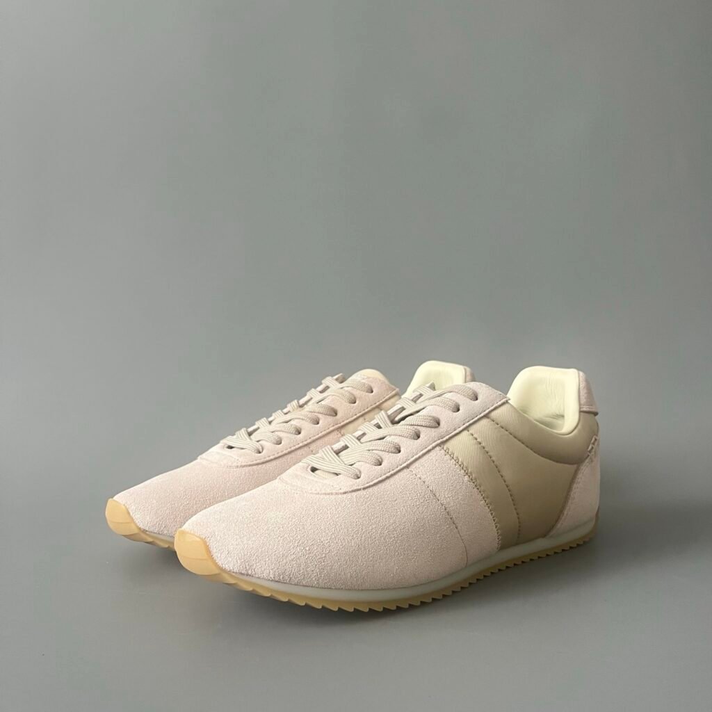 AuroraCustom LORO PIANA Fast Walk Suede Lace-Up Sneakers (Unisex Cream & Sand Beige Lifestyle Edition)