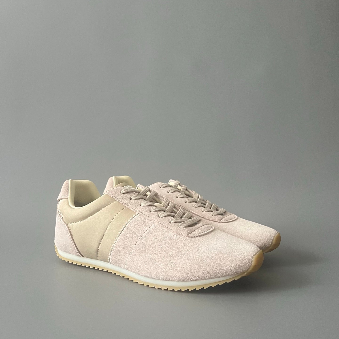 AuroraCustom LORO PIANA Fast Walk Suede Lace-Up Sneakers (Unisex Cream & Sand Beige Lifestyle Edition) - Image 3