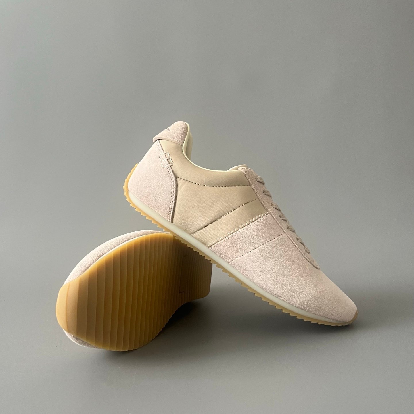 AuroraCustom LORO PIANA Fast Walk Suede Lace-Up Sneakers (Unisex Cream & Sand Beige Lifestyle Edition) - Image 7