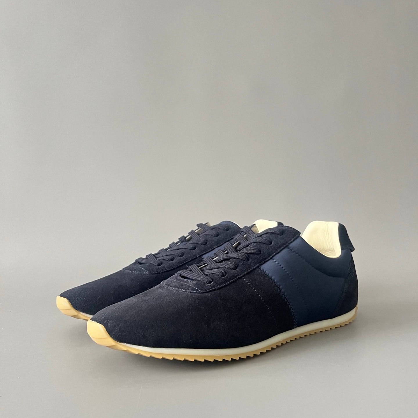 AuroraCustom LORO PIANA Fast Walk Suede Lace-Up Sneakers (Unisex Deep Navy Blue Lifestyle Edition)