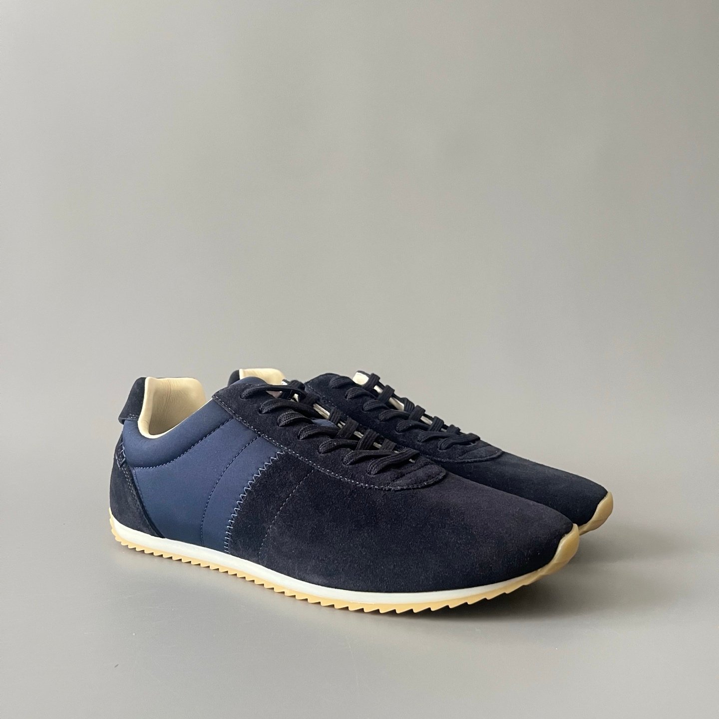 AuroraCustom LORO PIANA Fast Walk Suede Lace-Up Sneakers (Unisex Deep Navy Blue Lifestyle Edition) - Image 3