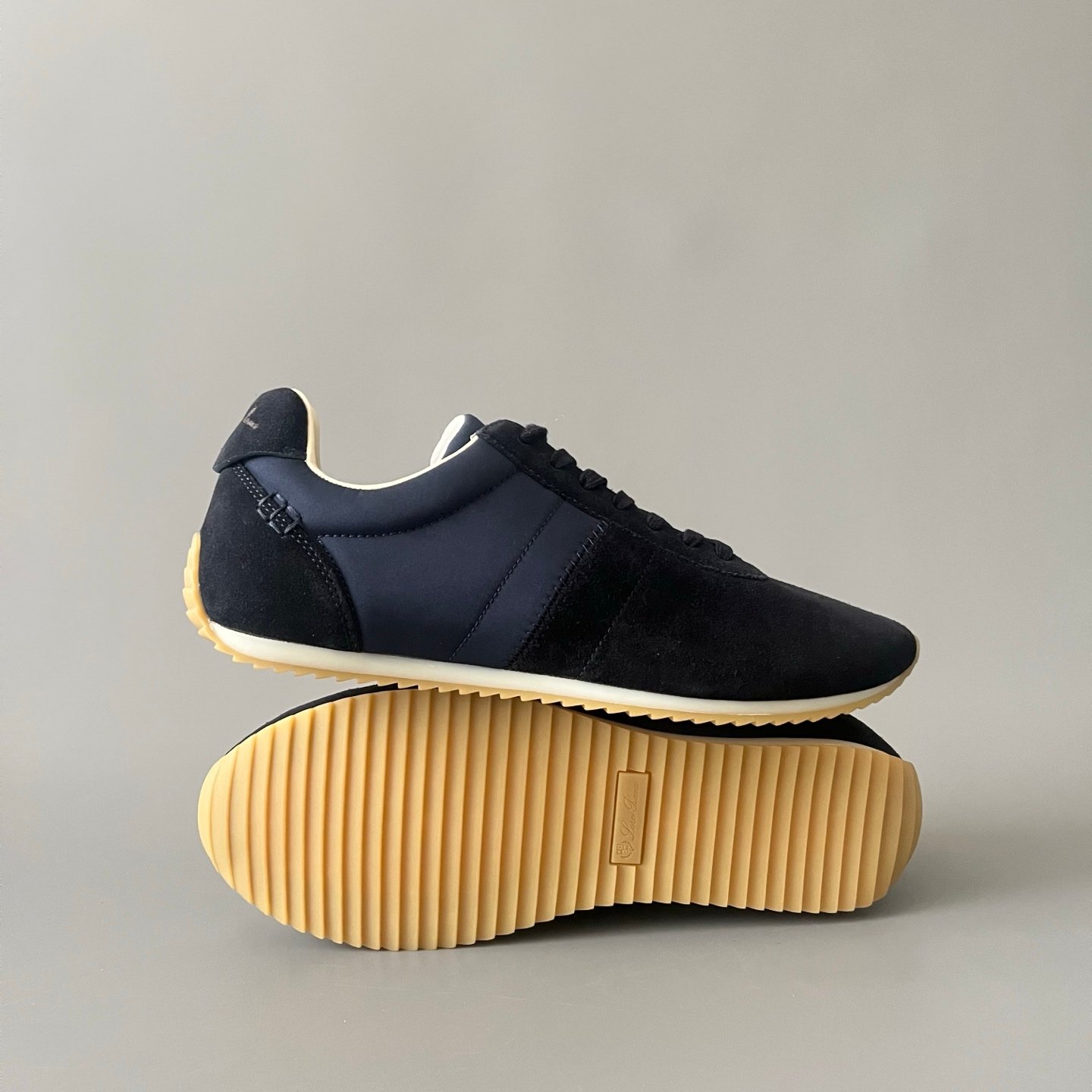 AuroraCustom LORO PIANA Fast Walk Suede Lace-Up Sneakers (Unisex Deep Navy Blue Lifestyle Edition) - Image 6