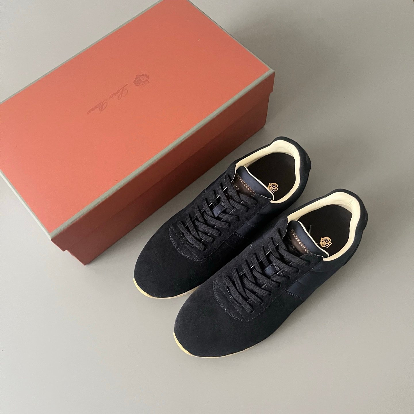 AuroraCustom LORO PIANA Fast Walk Suede Lace-Up Sneakers (Unisex Deep Navy Blue Lifestyle Edition) - Image 9
